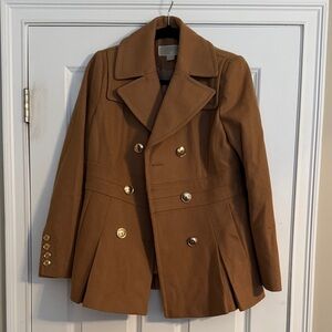 Michael Kors Tan Pea Coat with Gold Buttons
